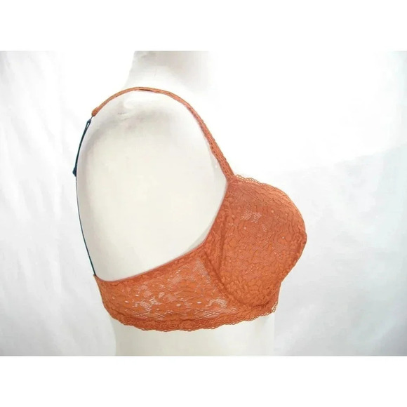 34D Gilligan O'Malley Unlined Semi Sheer Lace Balconette UW Bra Orange Penny NWT - Picture 8 of 11